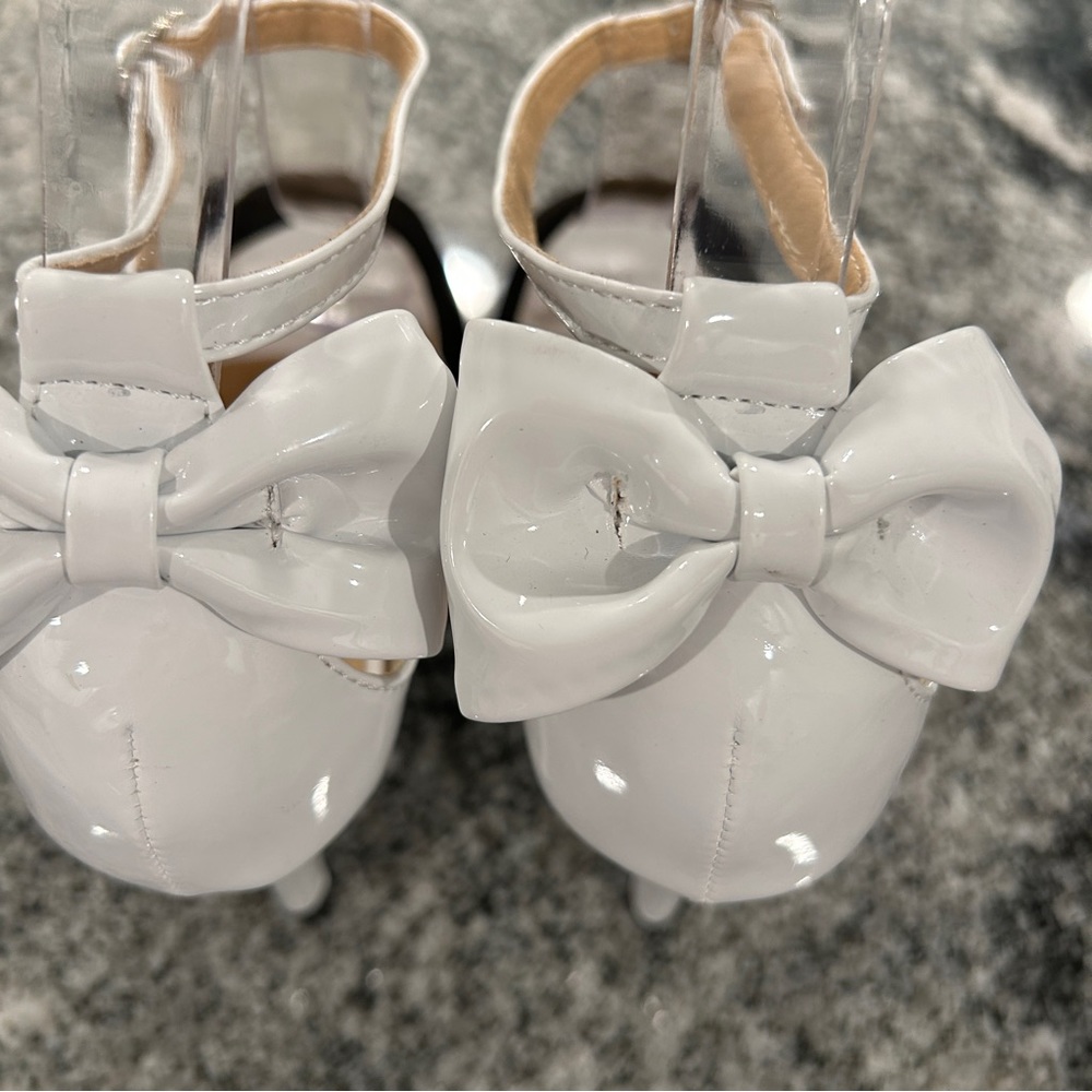 8 Get More Beauty Black and White Stiletto Peep Toe Pumps - Picture 8 of 9